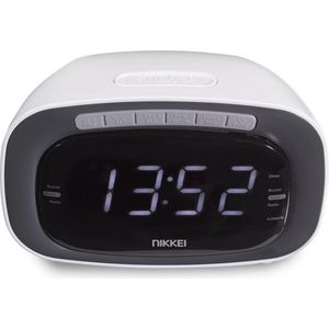 Nikkei - NR200WE - Klokradio - Wit - Batterij Back-up Functie