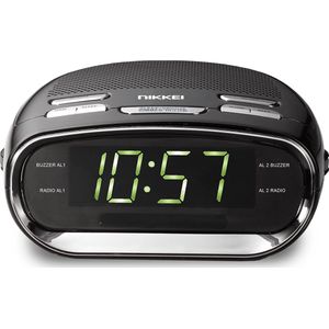 Nikkei - NR151D - Klokradio - Zwart - FM/AM Radio - Dubbele Wektijd