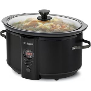 Brabantia Slowcooker - 6.5 Liter - 320 Watt - Warmhoudfunctie - Keramische Binnenpan - Zwart - BBEK1083MB