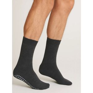 Basset - Antislip Sokken - Antraciet - Katoenen Grip Sokken - Huissokken