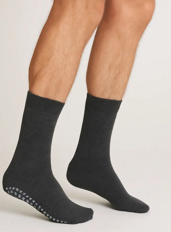 Basset - Antislip Sokken - Antraciet - Katoenen Grip Sokken - Huissokken