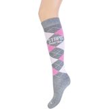 Stapp - Horse Sok Ruit - Grijs/Roze/Fuchsia - Katoen/Polyamide/Elastomeer