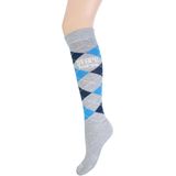 Stapp - Horse Sok Ruit - Grijs/Roze/Fuchsia - Katoen/Polyamide/Elastomeer