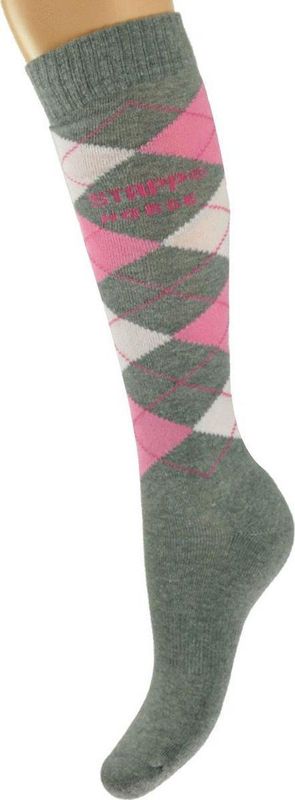 Stapp - Horse Sok Ruit - Grijs/Roze/Fuchsia - Katoen/Polyamide/Elastomeer