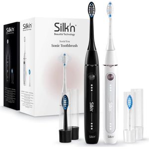 Silk'n SonicYou Elektrische Tandenborstels Geschenkset - 2 stuks met 2 opzetborstels - Wit & Zwart