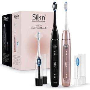 Silk'n SonicYou Elektrische Tandenborstels Geschenkset - 2 stuks met 2 opzetborstels - Roze & Zwart