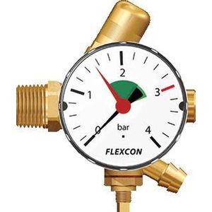 Flamco Flexcon aansluitgroep 12mmx1/2 met manometer 27290