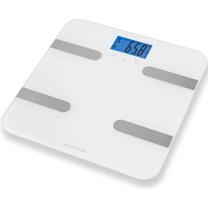 Inventum PW810W - Personenweegschaal - Digitaal - Lichaamsanalyse - 10 gebruikers - Tot 180 kg - Inclusief batterijen - Glas - Wit