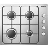 Inventum - IKG6011RVS - Inbouw Gaskookplaat - RVS/Zwart - 4 Kookzones