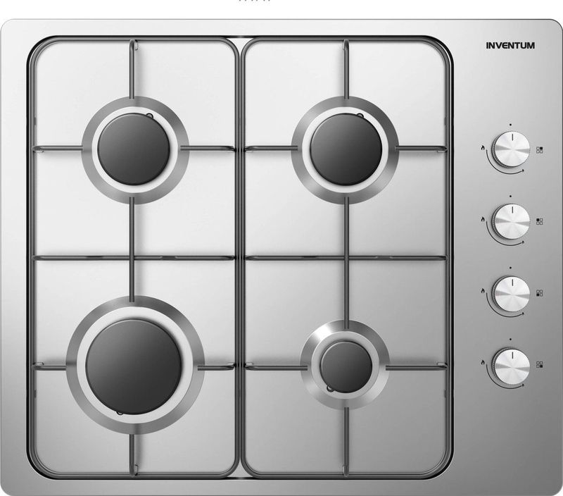 Inventum - IKG6011RVS - Inbouw Gaskookplaat - RVS/Zwart - 4 Kookzones