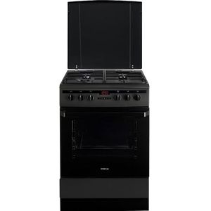 Inventum VFG6034WGZWA - Vrijstaand gasfornuis - Elektrische oven - 4 kookzones - 60 cm - 65 liter - Zwart