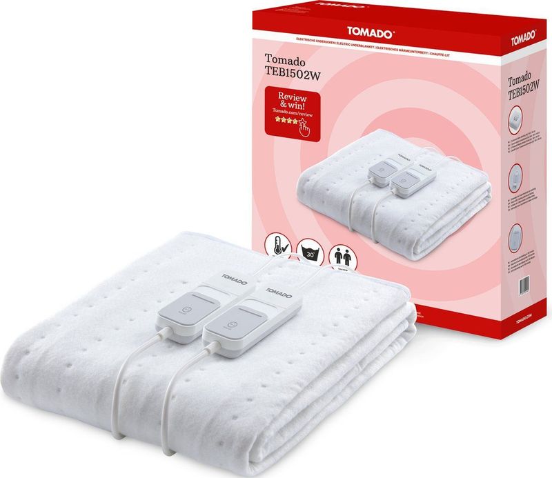 TOMADO - TEB1502W - Elektrische Deken - Wit - Veilig in Gebruik