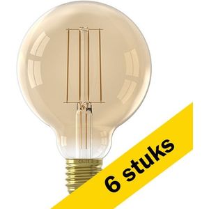6x Calex LED lamp E27 | Globe G95 | Filament | Goud | 2100K | Dimbaar | 4.5W (40W)