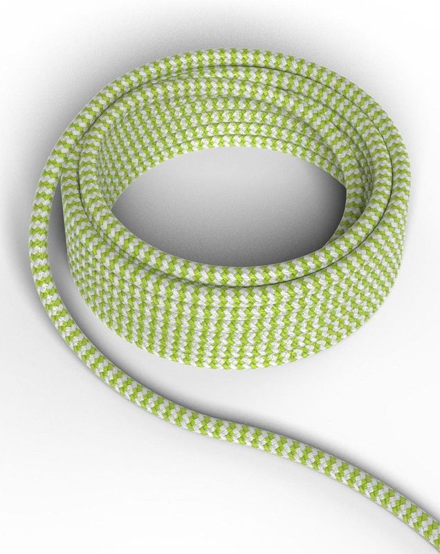 Calex - Textielkabel - Limoen/Wit - 1,5 Meter - 2x0,75mm²