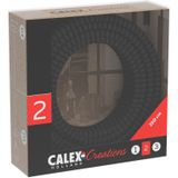 Calex - Textiel Omwikkelde Kabel - Zwart/Grijs - 2x0,75mm² - 1,5M
