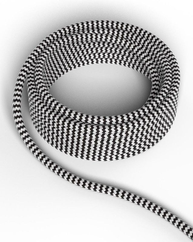 Calex - Strijkijzersnoer - Zwart/wit gestreept - 3 Meter - 2 x 0.75 mm²