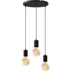 Calex Retro Plafondlamp - 3x E27 - Hanglamp Industrieel - Ø40cm Pendellamp Rond - Zwart