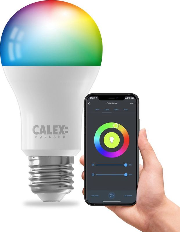 Calex - Slimme Lamp - Wifi LED Verlichting - Dimbaar - RGB en Warm Wit - 9,4W