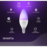 Calex - Smart LED Lamp - Slimme Verlichting - E14 - Dimbaar - RGB en Wit Licht - 4.9W