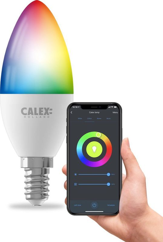 Calex - Smart LED Lamp - Slimme Verlichting - E14 - Dimbaar - RGB en Wit Licht - 4.9W