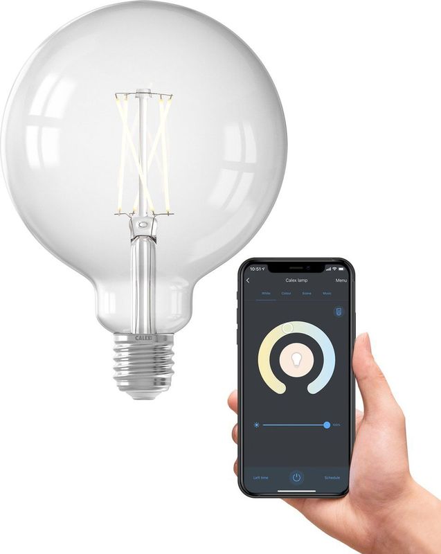 Calex - Slimme Lamp - Wifi LED Filament - Globe 12,5cm - E27 - Dimbaar - Warm Wit