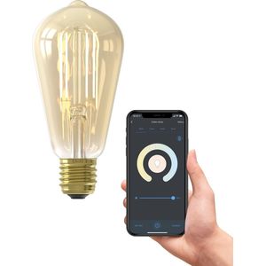 CALEX E27 WLAN-lamp met app en Alexa compatibel, spraakbediening, wifi-filamentgloeilamp, dimbaar, glas, 7 W, warm wit