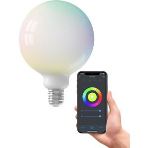 Calex Slimme Lamp - Wifi LED Verlichting - E27 Globe 12,5cm Lichtbron - Dimbaar - RGB en Warm Wit licht - 5,5W