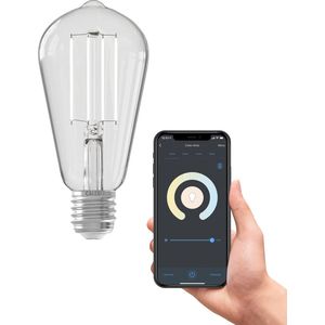 Calex - Slimme Lamp - Wifi LED Filament - E27 - Rustiek - Dimbaar - Warm Wit - 7W
