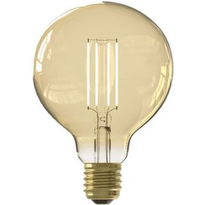 Calex Slimme Lamp - Wifi LED Filament Verlichting - Globe 9,5cm - E27 - Smart Bulb Goud- Dimbaar - Warm Wit licht - 7W