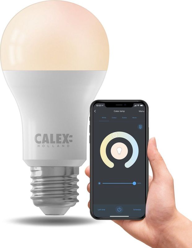 Calex Slimme Lamp - Wifi LED Verlichting - E27 - Smart Bulb - Dimbaar - Warm Wit licht - 9W