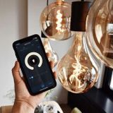 Calex Slimme LED Lamp XXL - Decoratief Filament WiFi Verlichting - 20cm - E27 - Smart Lichtbron - Goud - Dimbaar - Warm Wit licht - 5W