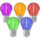 Gekleurde LED kogellamp - 5-pack - E27 - 1W - 220-240V