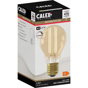 Calex Filament LED Lamp - E27 - A60 Lichtbron Goud - 4.5W - Dimbaar