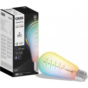 Calex - Slimme Lamp - Wifi LED Filament - E27 - RGB en Warm Wit Licht