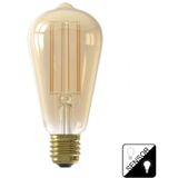 CALEX - Functionele LED Lamp, Rustiek Goud ST64, E27 Fitting, 4.5W, Extra Warm Wit Licht (2100), Dag- en Nacht Sensor
