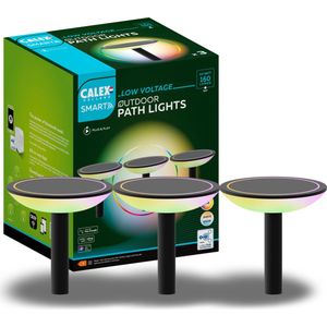 Calex - Smart Outdoor - Set van 3 Padverlichting - RGB en Warm Wit Licht - Zwart