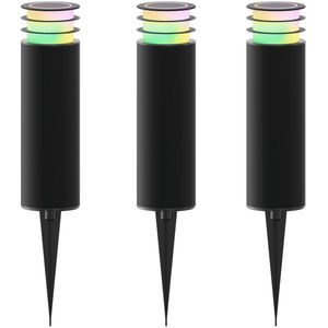 Calex Smart Outdoor 24v Tuinverlichting - Set van 3 Slimme Grondspots - Sokkellamp met RGB en Warm Wit Licht - Zwart