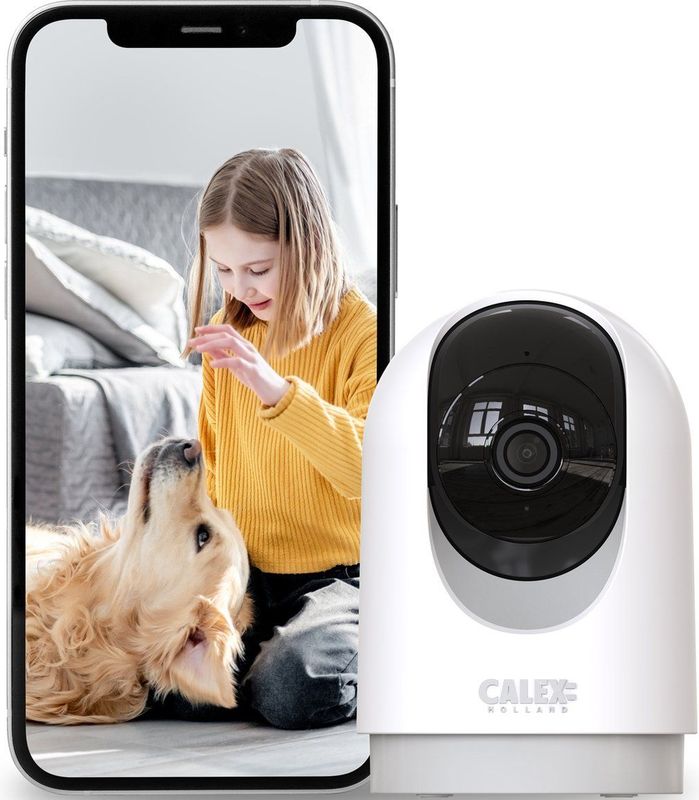 Calex - Beveiligingscamera voor Binnen - 2K - Pan Tilt - Wifi - Wit