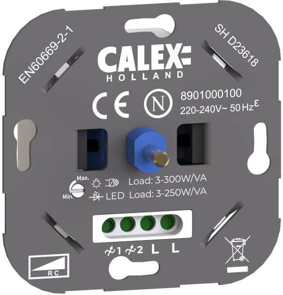 Calex LED Wanddimmer - Universele Inbouw Dimmer - 3-250W - Fase afsnijding