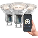 Calex Slimme Lamp - Set van 3 stuks - Wifi LED Verlichting - GU10 Smart Lichtbron - Dimbaar - Warm Wit licht - 4.9W