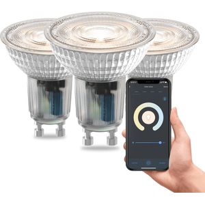 Calex Slimme Lamp - Set van 3 stuks - Wifi LED Verlichting - GU10 Smart Lichtbron - Dimbaar - Warm Wit licht - 4.9W