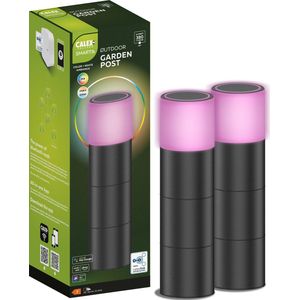 Calex Smart Outdoor LED Buitenlamp - Set van 2 stuks - Slimme Grondspot - Sokkellamp RGB en Warm Wit Licht- 4W - Zwart