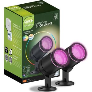 Calex Smart Outdoor LED Buitenlamp - Set van 2 stuks - Slimme Grondspot - RGB en Warm Wit Licht - 4W - Zwart