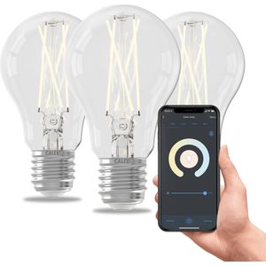 Calex Slimme Lamp - Set van 3 stuks - Wifi LED Filament Verlichting - E27 - Smart Lichtbron Helder - Dimbaar - Warm Wit licht - 7W
