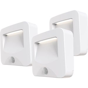 Calex Spot On Draadloze Buitenverlichting - Set van 3 stuks - Wandlamp op Batterij - Buitenlamp met eenvoudige installatie - Warm Wit licht - incl timer en bewegingssensor - Wit