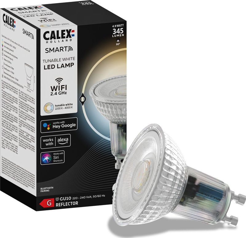 Calex - GU10 Smart Lamp - Dimbaar - Warm Wit Licht - Set van 10 stuks - Wifi LED Verlichting