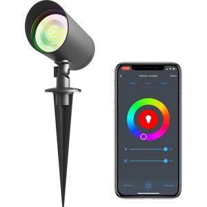 Calex Slimme Grondspot - GU10 - Geschikt voor buiten - Tuinspot op Spies - Tuinverlichting - Eenvoudige installatie - Zwart - Inclusief Slimme Lichtbron