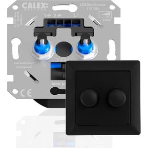 Calex Duo LED Inbouw Dimmer - Voor 2x45W LED en Tot 150W Gloeilampen - 4 Frequentie Kanalen - Inclusief Zwarte Afdekplaat