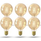 LED Lamp - Goud - Set van 6 Stuks - E27 - G80 Goud Straight Filament - 3.5W - 250lm - 2100K - Niet Dimbaar