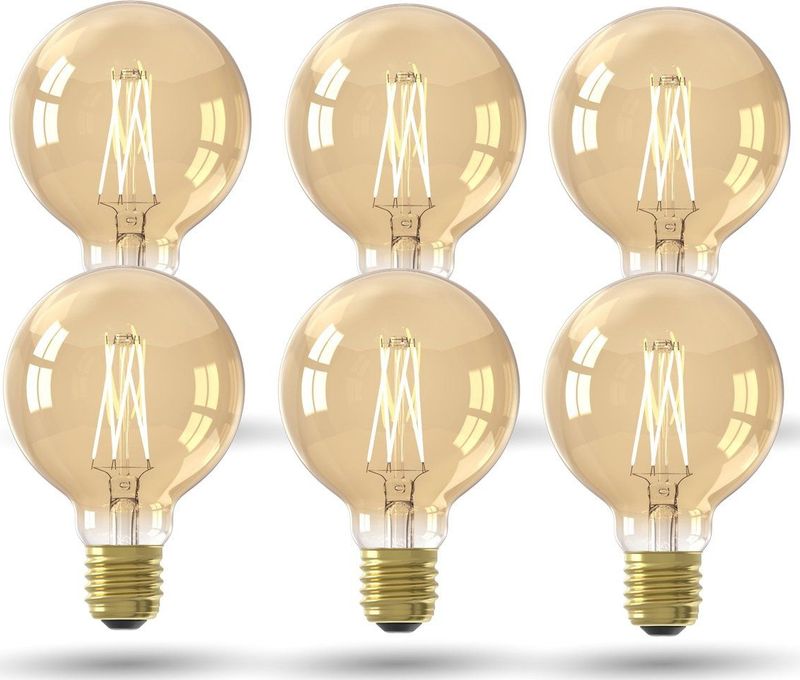 LED Lamp - Goud - Set van 6 Stuks - E27 - G80 Goud Straight Filament - 3.5W - 250lm - 2100K - Niet Dimbaar